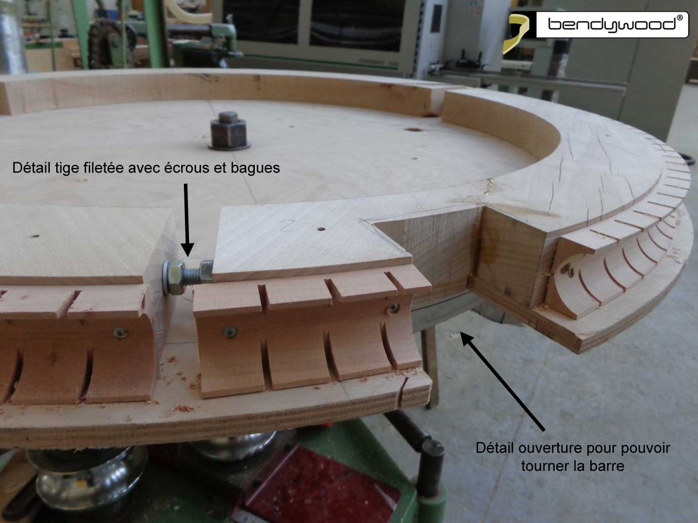 Détail gabarit pour lustre en Bendywood®