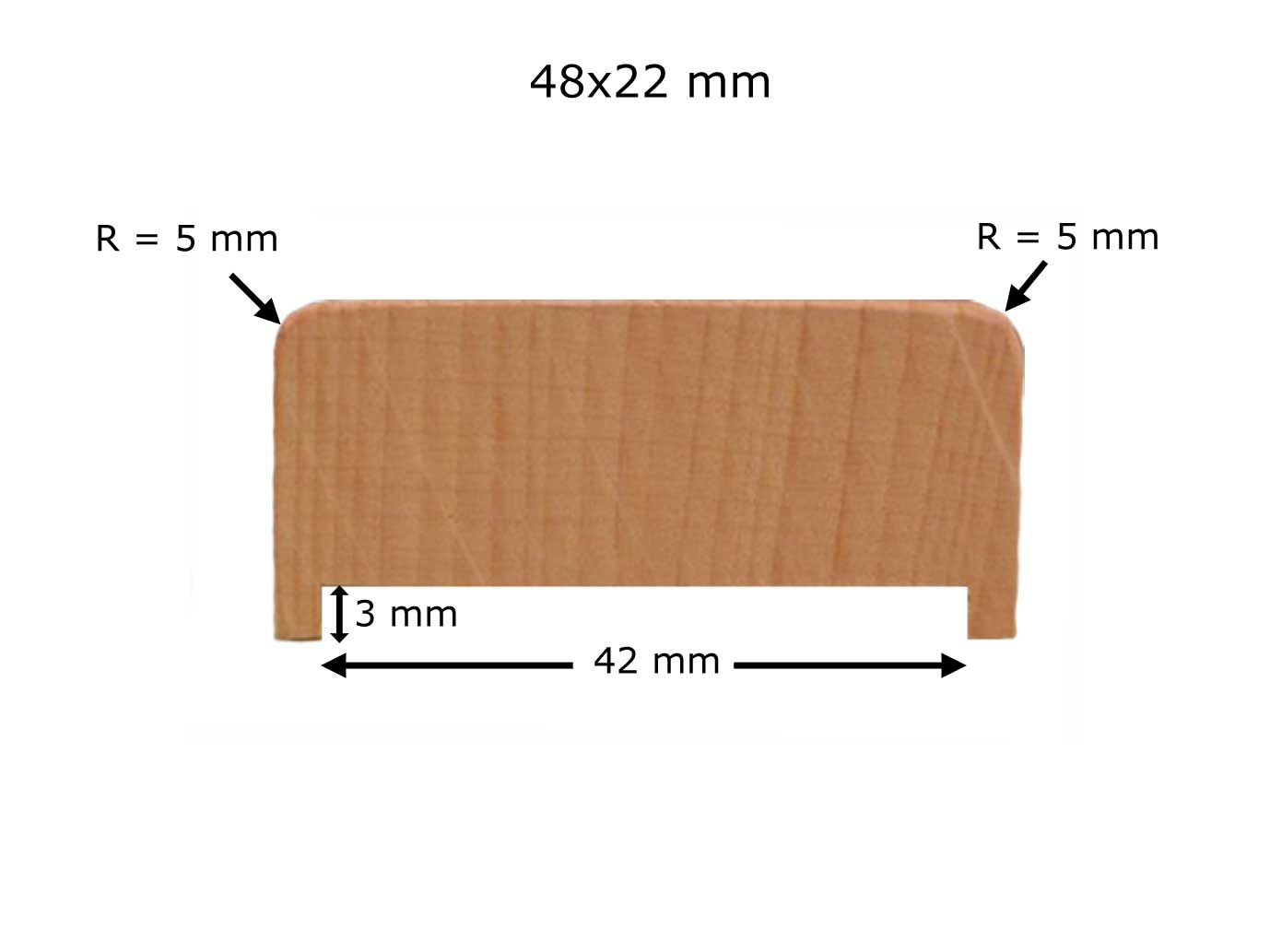 Rechteckiges Profil mit Nut in Bendywood®-Eiche